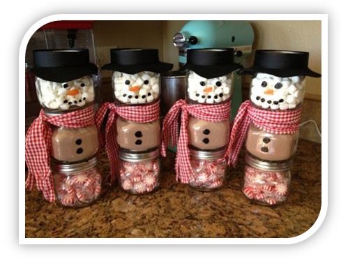 Christmas Craft Ideas Pinterest on Homemade Christmas Gift Ideas  Stacked Jar Hot Chocolate Snowmen
