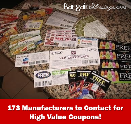 Contact These 173 Manufacturers for High Value Coupons!