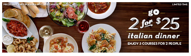 Olive Garden Coupon 5 Off 2 Adult Entrees 2 For 25 Promotion