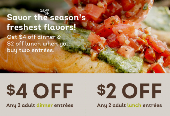 Olive Garden Coupons 4 Off 2 Dinner Entrees 2 Off 2 Lunch